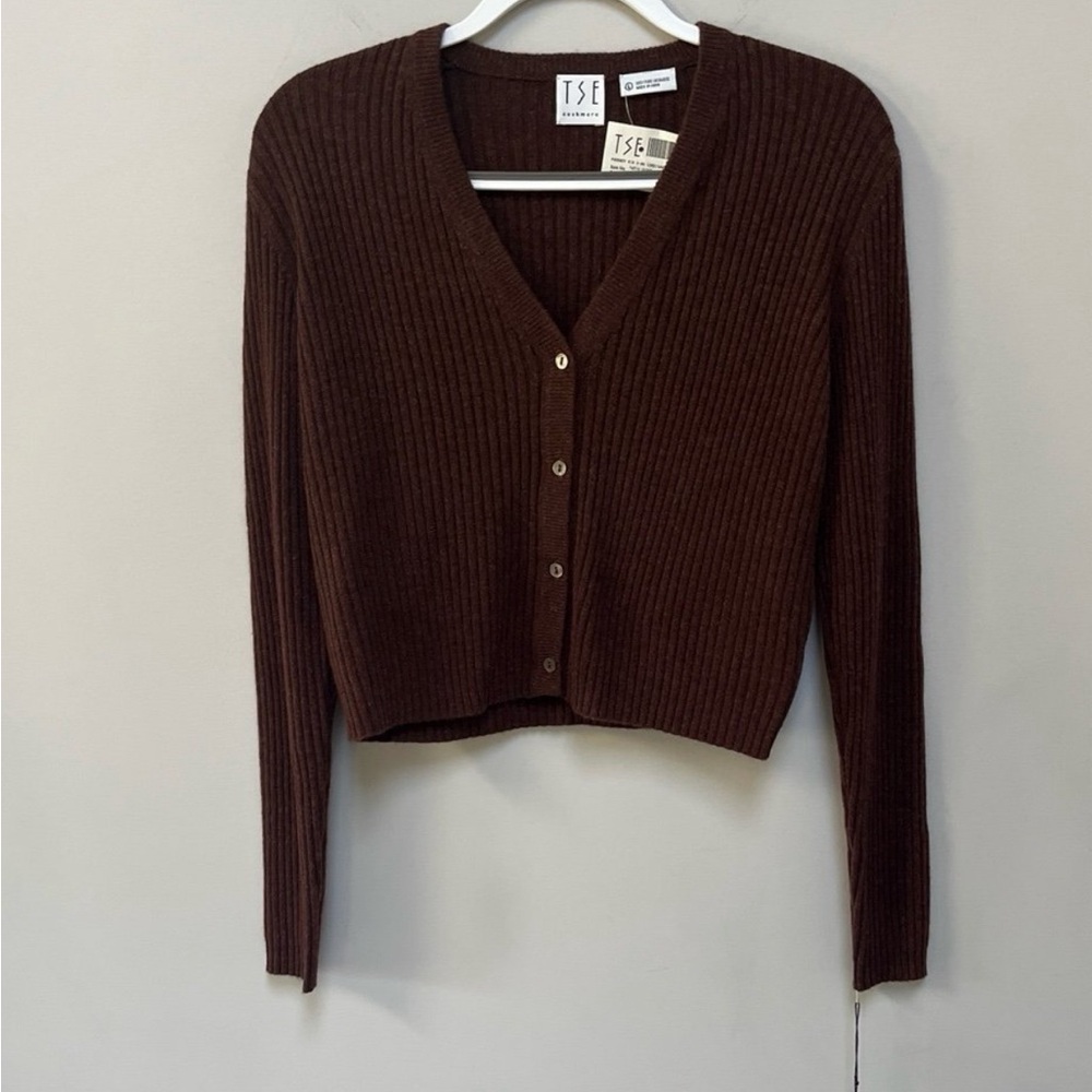 TSE Cashmere Brown Ribbed Women's Sweater